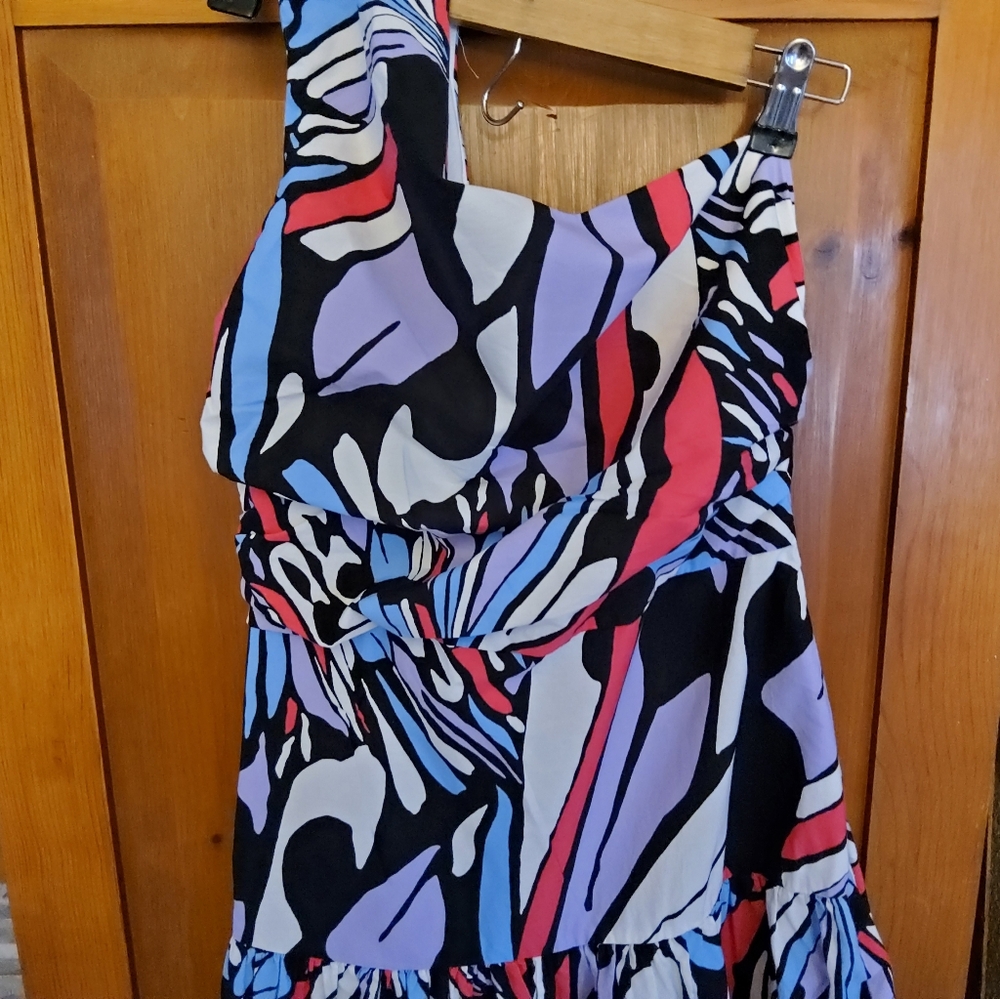Anthropologie Maeve On Shoulder Printed Mine Dress Size M EUC - Picture 3 of 8